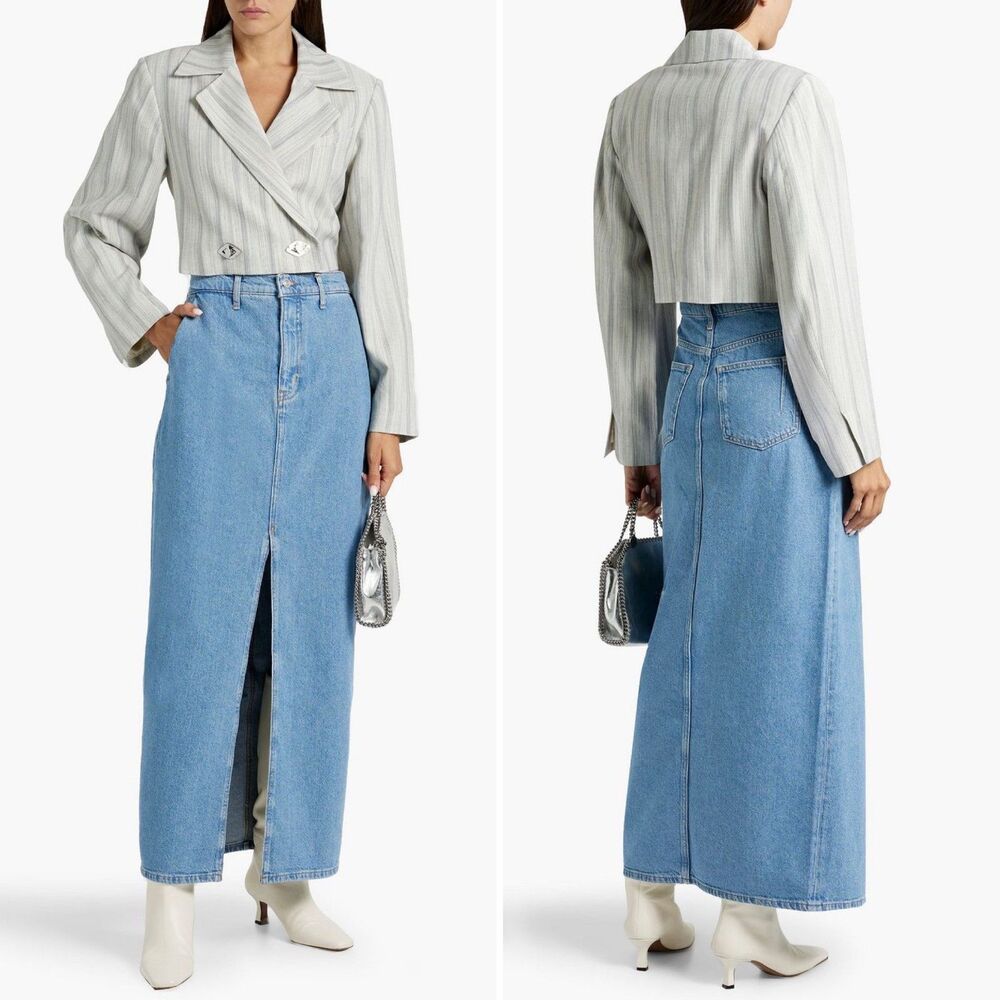 Derek Lam IO Crosby Bowery Denim Slit Front Maxi Skirt 28